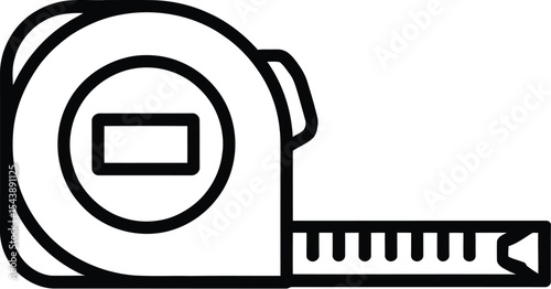 A simple black and white line drawing of a tape measure on a white background