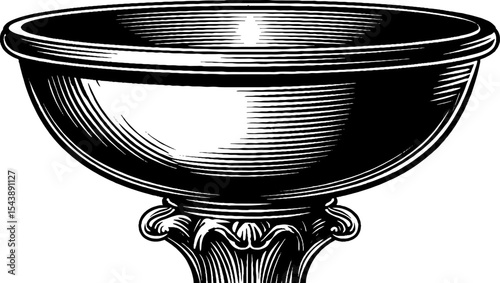 Ornate black and white goblet with intricate base for beverage and decor design