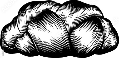Golden brioche bun with fluffy top in black and white design for culinary art and bakery themes