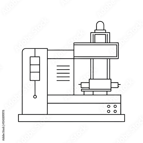 Horizontal Machining Center Line Art White Background