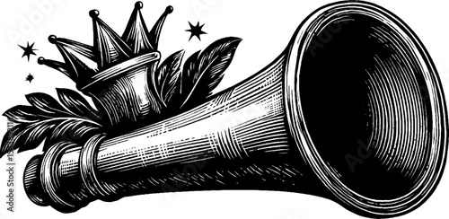 Horn of plenty with stars and petals for festive celebration or decoration