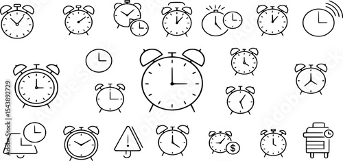 set of clock time watch vector