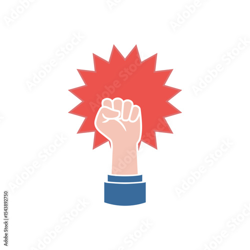 revolution protest with outline hand. concept of communism, socialism, radical, patriotic, solidarity, uprising. isolated on white background. flat style trend modern logo design vector illustration