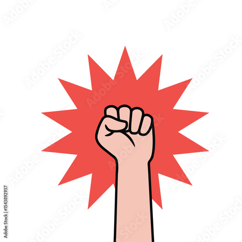 revolution protest with outline hand. concept of communism, socialism, radical, patriotic, solidarity, uprising. isolated on white background. flat style trend modern logo design vector illustration
