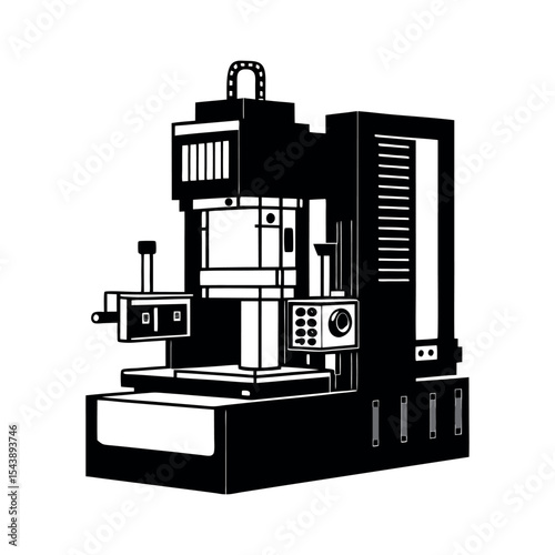 Vertical Machining Center Silhouette Vector