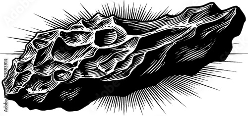 Meteorite with pitted texture and irregular form for scientific study and graphic design