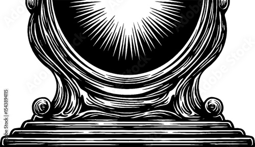 Mysterious mirror with veil and fading reflection concept for mystical design