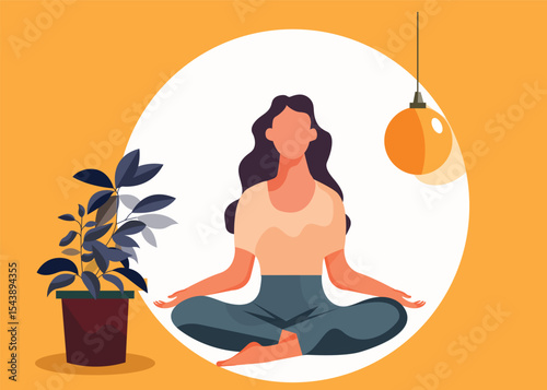 A young woman with a beautiful toned body is doing yoga.
