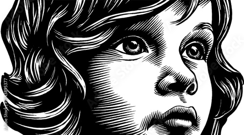 Mysterious ghostly child with empty stare - eerie atmosphere for halloween design