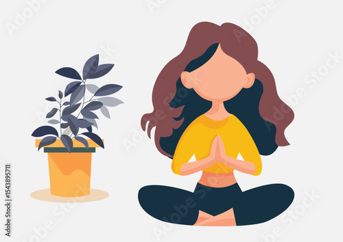 A young woman with a beautiful toned body is doing yoga.