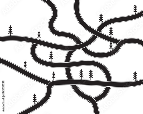 abstract forest roads illustration