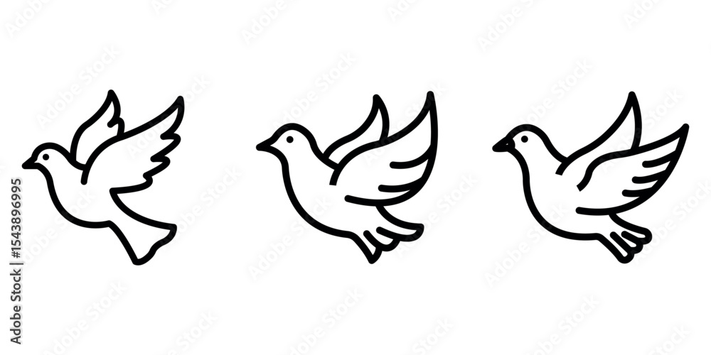 Obraz premium dove outline or line icon design bundle.