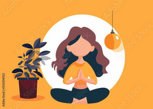 A young woman with a beautiful toned body is doing yoga.
