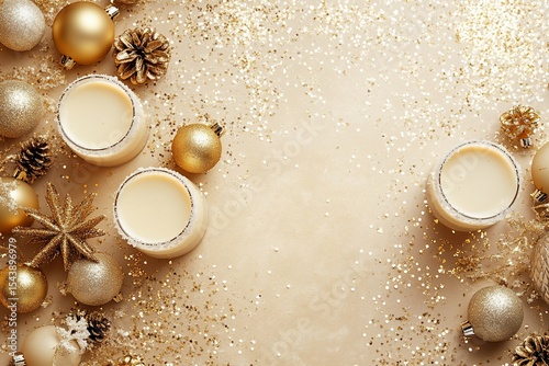 Festive Christmas Eggnog Cocktails on a Beige Surface photo