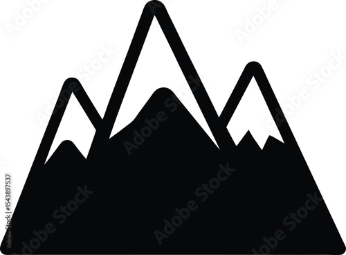 mountain icon, mountain range silhouette vector