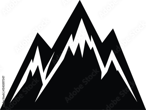 mountain icon, mountain range silhouette vector