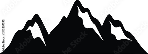 mountain icon, mountain range silhouette vector