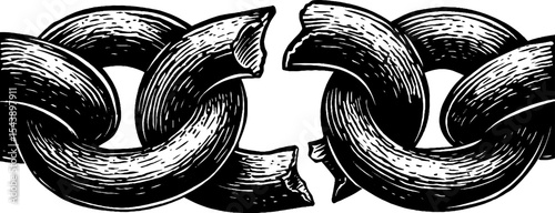 Symbolism of a broken sacred chain with lock for freedom and liberation concepts