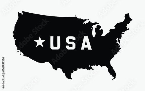 USA map silhouette, American flag fill, patriotic vector illustration