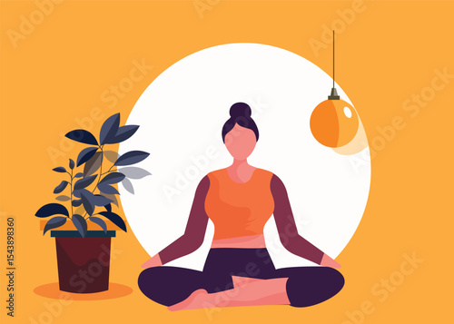 A young woman with a beautiful toned body is doing yoga.