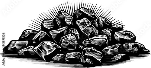 Black and white engraved tumbled gemstones for artistic design and decoration