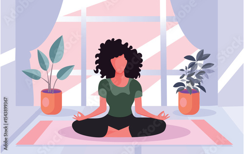 A young woman with a beautiful toned body is doing yoga.