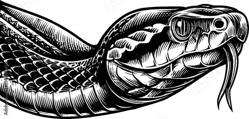 Intricate serpent with dual tongue and sacred patterns for tribal tattoo design