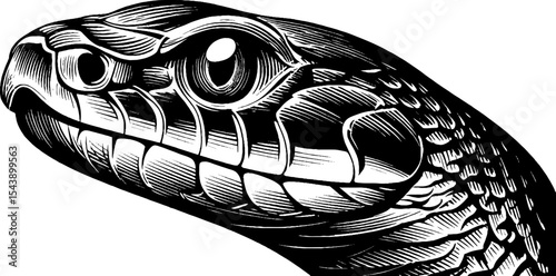 Mystical snake design with double tongue and intricate sacred markings for creative projects