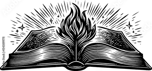 Enchanted spellbook with glowing ink marks and magical sparks for fantasy design