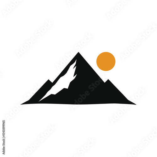 Egyptian pyramids vector illustration in desert landscape with sun and sky
