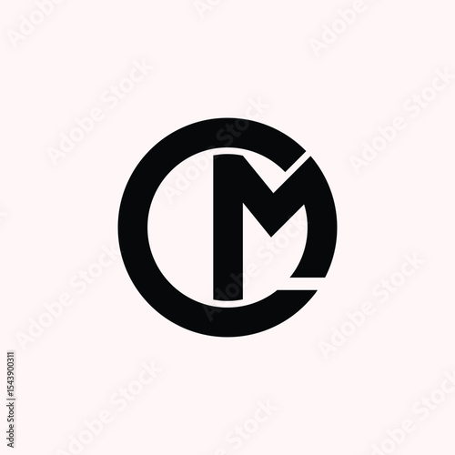 letter Cm or Mc initial circle shape minimal unique logo