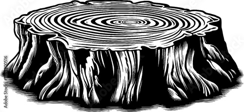 Detailed tree trunk with rings and moss patches for nature inspired designs