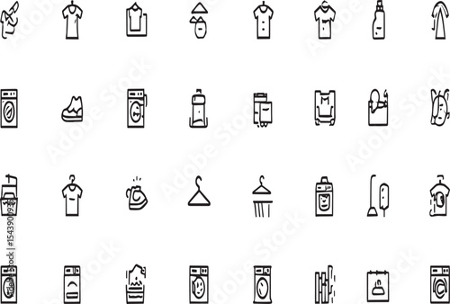 Laundry and Cleaning Line Icons A Comprehensive Set