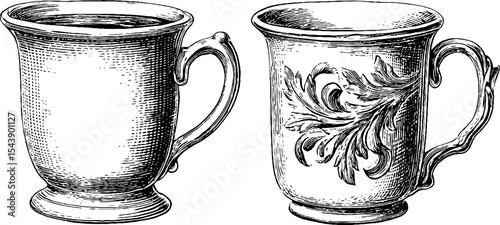 Vintage ceramic coffee mug with intricate steam swirl design for artistic decor