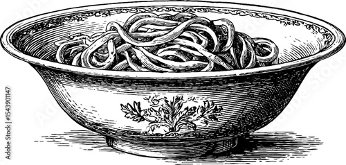 Detailed ceramic plate with swirling pasta design for culinary art and dining decor