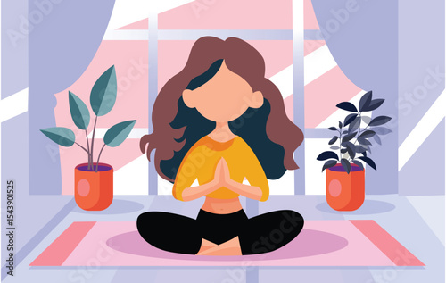 A young woman with a beautiful toned body is doing yoga.