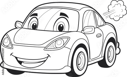  Cartoon Car Drawing Coloring Pages line art vector