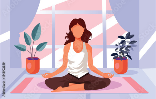 A young woman with a beautiful toned body is doing yoga.