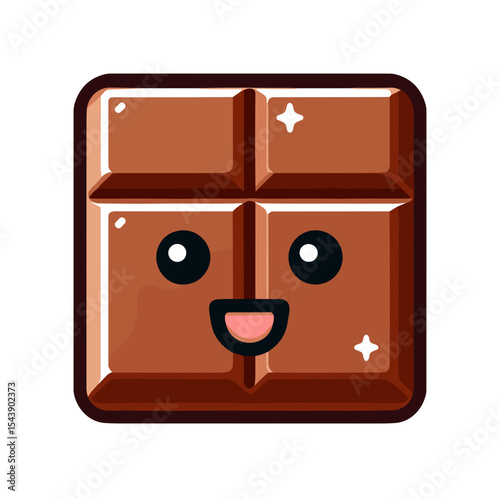 Adorable smiling chocolate bar vector on transparent background for fun social media posts, dessert blogs, and sweet lifestyle content