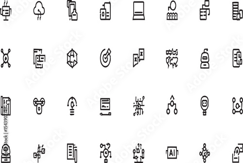 Collection of Technology and Data Icons AI, Cloud, and More
