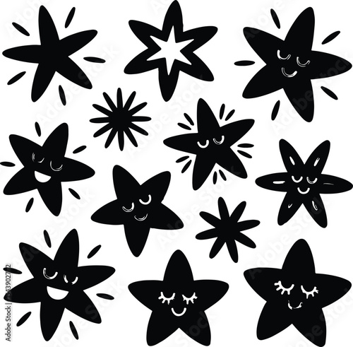 Abstract black silhouette design of a ten pointed shape in vector format