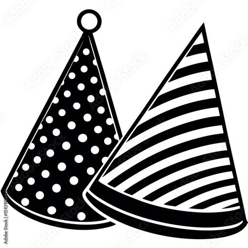 Two party hats polka dot and stripes isolated on white background