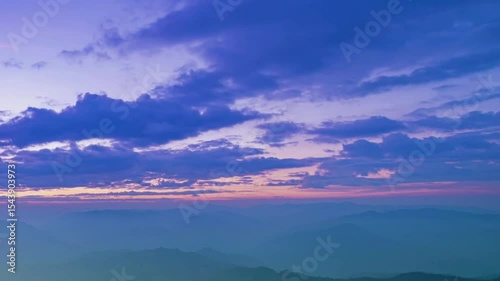Wallpaper Mural Panoramic View of Purple and Pink Sunset over Misty Landscape Torontodigital.ca