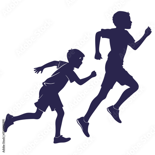 silhouette of boys  running