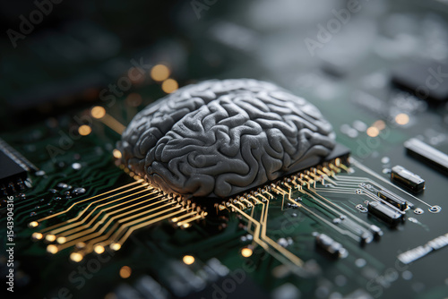 Digital brain with circuit and AI cocept
