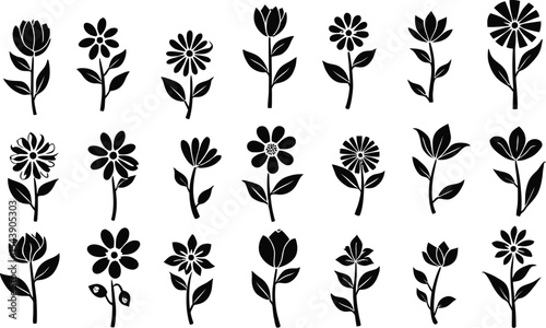 Collection of pink and white vector icons representing various functions and symbols