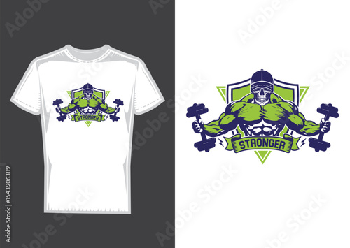 Stronger Gym Fitness t shirt design