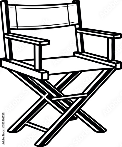 Director's chair illustration in black and white perfect for film and cinema designs