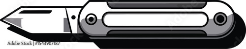 Illustration of a closed pocket knife with a shiny blade on a light background
