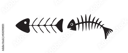 Illustration of a fish icon. Fish Bone Illustration Vector Clip Art Collection Design with White Background. vector illustration eps 10.